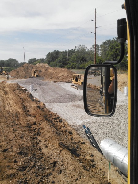 Open construction site with earthwork underway