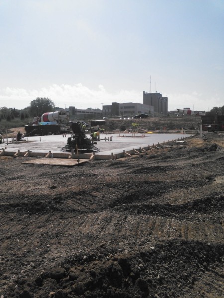 Large cleared site during grading and utility work